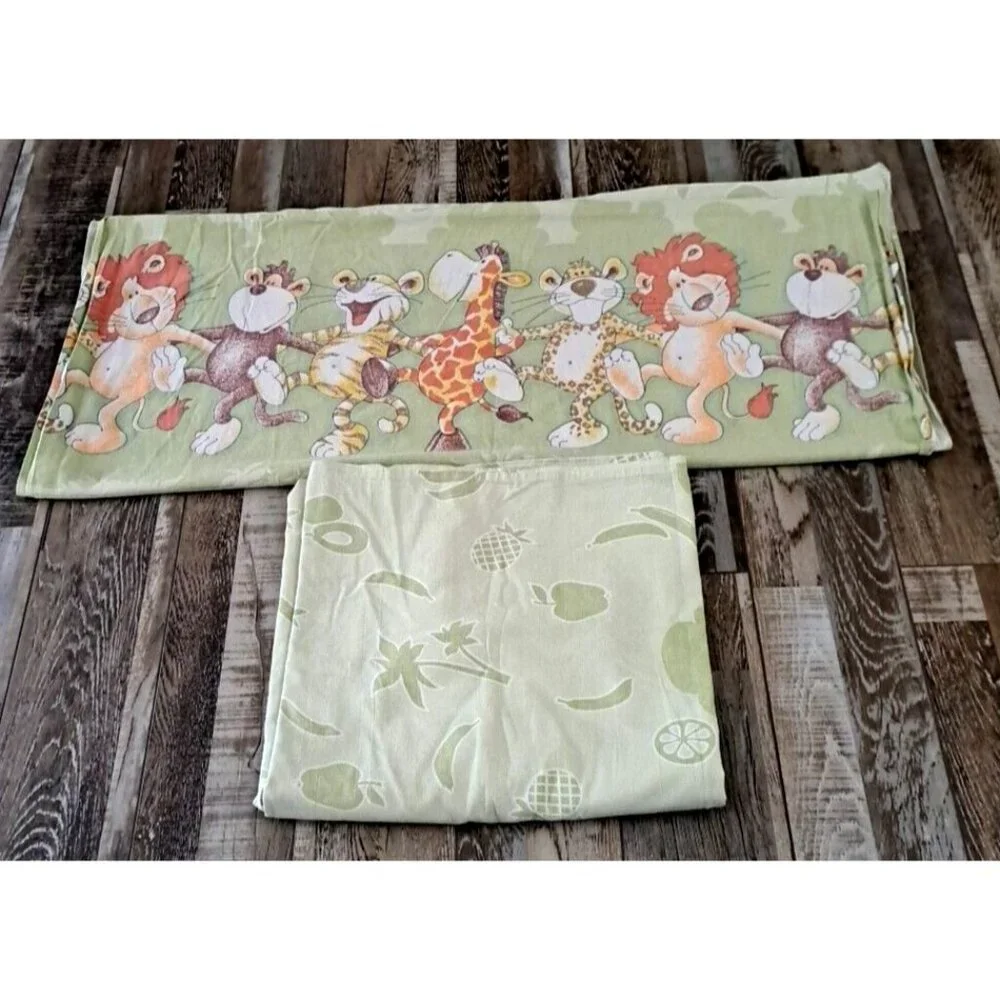 Baby Nursery Duvet & Sheet Set Russian Sleepy Thom K Jungle Animals Green